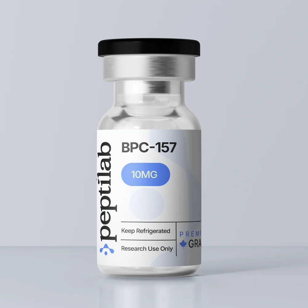 Research-grade BPC-157 lyophilized powder vial from PeptiLab Canada