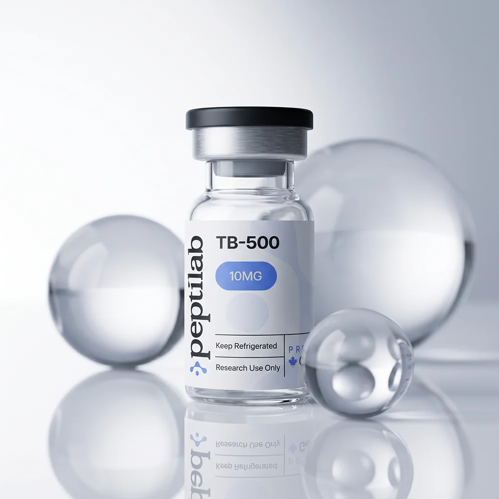 Research-grade TB-500 Thymosin Beta-4 lyophilized peptide vial from PeptiLab Canada